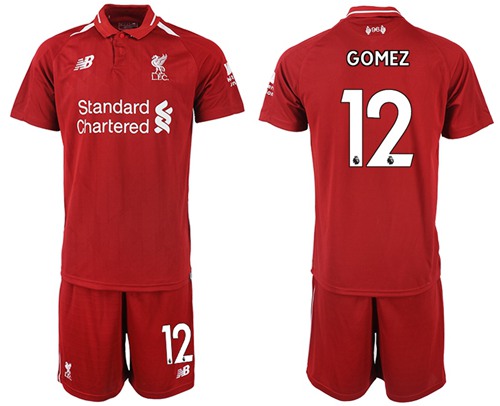 Liverpool #12 Gomez Red Home Soccer Club Jersey - Click Image to Close